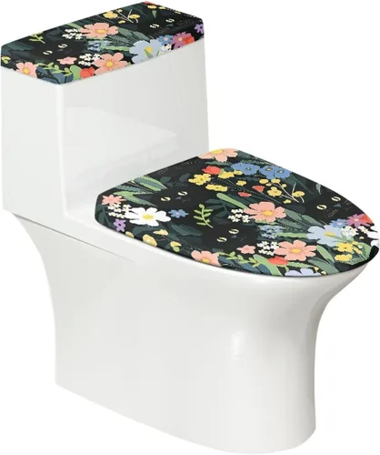 Vista 12 de Puprle - Funda para tapa de inodoro de mármol blanco, resistente a salpicaduras, con borde elástico, fundas suaves para inodoro de baño, se adapta a