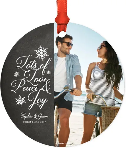 Vista 16 de Andaz Press Adorno de Navidad de metal personalizado con foto, bebé, corona dorada de vacaciones, fecha del nombre del bebé, 1 paquete, incluye