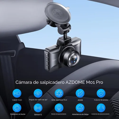 Vista 2 de AZDOME M01 Dual Dash Cam frontal y trasera con tarjeta gratuita de 64 GB, cámara de tablero dual de pantalla de 3" para automóvil, G-Sensor ADAS