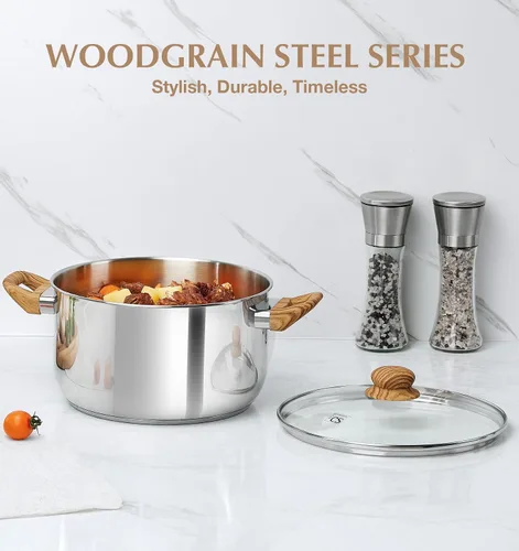 Vista 7 de Olla de acero inoxidable KOCH SYSTEME CS - Olla de inducción de acero inoxidable de 6 cuartos con tapa para pasta, sopa, espaguetis, ollas de sopa