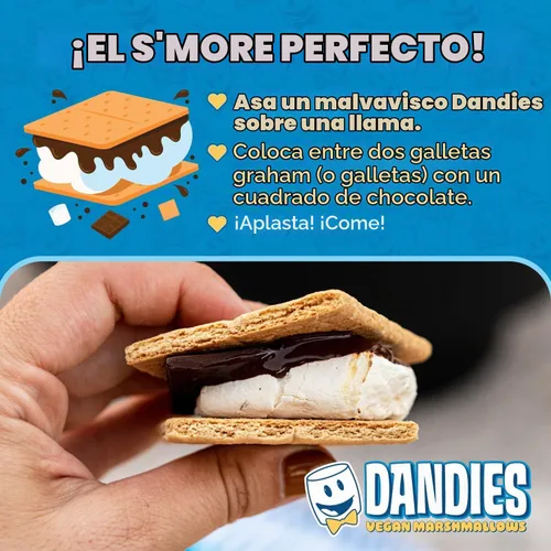 Vista 4 de Dandies Jumbo Campers, Malvaviscos Veganos, Sin Saborizante Artificial, Colorantes Alimentarios, Jarabe de Maíz o Gelatina, Perfectos para S’mores