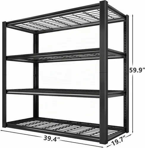 Vista 3 de REIBII 40" W Storage Shelves with Wire Mesh Panels for Garage Organization Negro