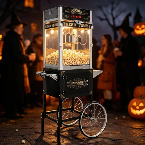 Vista 28 de Máquina comercial de palomitas de maíz con hervidor de 20 onzas, máquina de palomitas de maíz para encimera estilo teatro, acero inoxidable, control