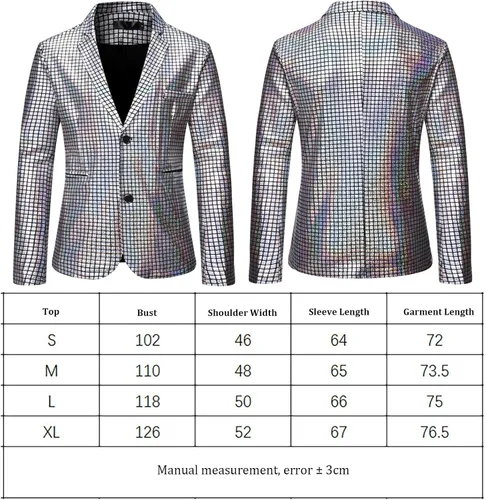 Vista 5 de BBAUER Trajes de lentejuelas, blazers inteligentes con muescas ligeras con botones regulares, blazer de lentejuelas con purpurina para club