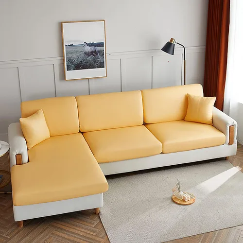 Vista 7 de Fundas de cojín impermeables para sofá, funda de cojín elástica de piel sintética para sofá en forma de L, protector de muebles para sala de estar