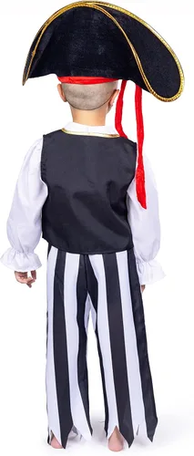 Vista 2 de Dress Up America Disfraz de pirata para niños Conjunto de disfraz de pirata para niños El conjunto de disfraces incluye una camiseta, pantalones