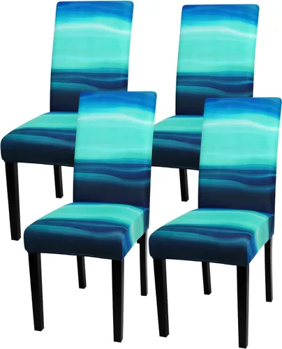 Vista 12 de Gibelle - Juego de 4 fundas para sillas de comedor, funda elástica de elastano para comedor, fundas extraíbles y lavables para sillas de cocina