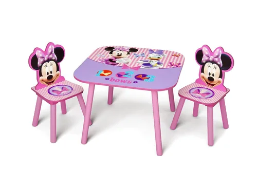 Vista 5 de Delta Children Juego de silla tapizada, madera, Minnie Mouse de Disney y juego de mesa y silla para niños (2 sillas incluidas), ideal para artes