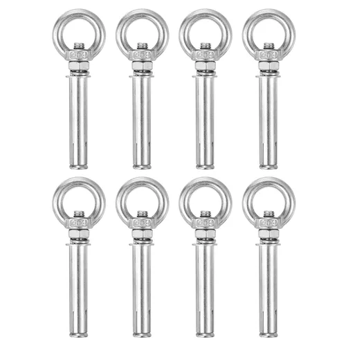 Vista 19 de uxcell Aro de elevación de la expansión, 8pcs M6x50mm 304 tornillo de expansión de acero inoxidable con anillo de ojo para pared de ladrillo
