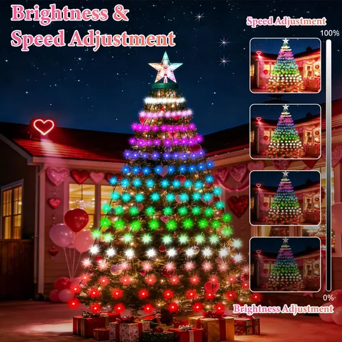 Vista 4 de Luces inteligentes para el día de San Valentín con estrella superior, control de aplicación, sincronización de música, cambio de color, luces