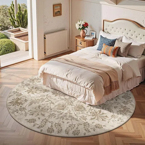 Vista 265 de jinchan Lima - Alfombra simétrica floral geométrica lavable, alfombra de entrada de medio círculo de 2 x 3, alfombra de media luna, suave y Azul