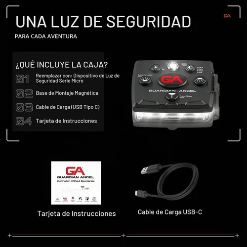 Vista 4 de Guardian Angel Micro Luz de Seguridad - Frente Blanco y Trasero Rojo