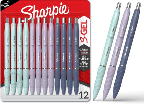 Vista 7 de SHARPIE Bolígrafos de gel S-Gel, cuerpo blanco perla, tinta negra, punta media (0.028 in), para diario, escritura, toma de notas, escuela