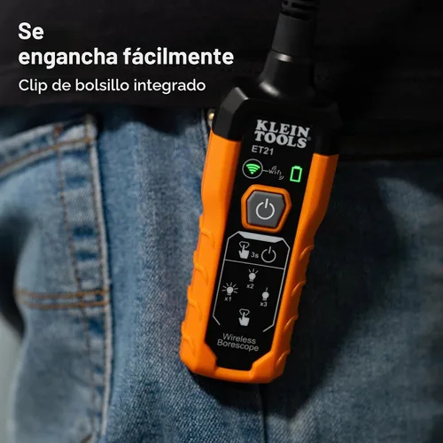Vista 8 de Klein Tools ET21 Boroscopio WiFi con luz, cámara de inspección para iPhone y Android, cámara impermeable, IP67 clasificada, iluminación LED ajustable