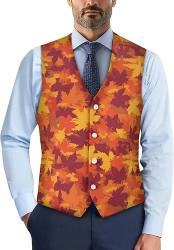 Vista 14 de TODIYADDU Single Breasted Sleeveless Vest for Men Tuxedo Vest Mushroom