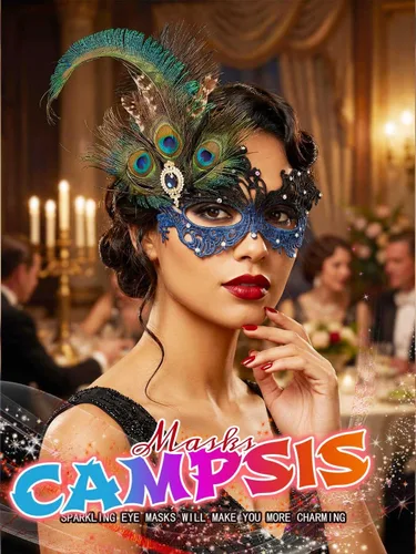 Vista 3 de Máscara de mascarada de strass Campsis, máscara de bola de mascarada verde, máscaras de fiesta con plumas para mujeres
