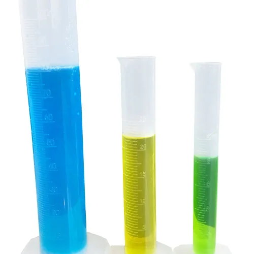 Vista 3 de Juego de cilindros graduados de plástico de 1.7 fl oz, cilindro de medición de polipropileno, cilindros de laboratorio con base hexagonal