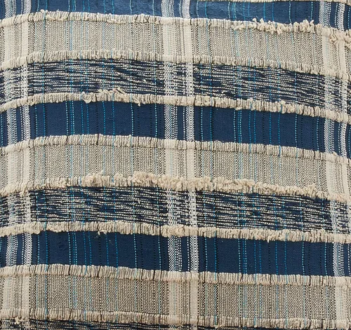 Vista 3 de SARO LIFESTYLE Maximus Collection - Funda de almohada de algodón tejida a rayas, 16 x 24 pulgadas, color azul