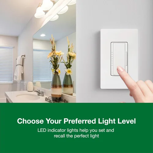 Vista 4 de Lutron - Interruptor de atenuación Maestro LED+ para bombillas LED regulables, halógenas e incandescentes, 150 W/unifolar o multiubicación, Biscuit