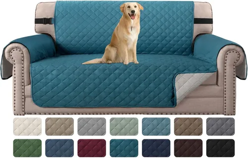 Vista 55 de H.VERSAILTEX Funda de sofá resistente al agua para sofá de 3 cojines, reversible, protector de muebles acolchado con correa elástica, funda de sofá