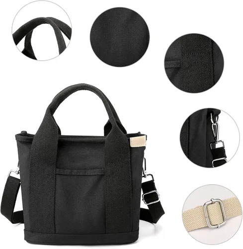 Vista 2 de Yaopeing Pequeña bolsa de lona, pequeña bolsa de mano, bolsa de hombro para mujer