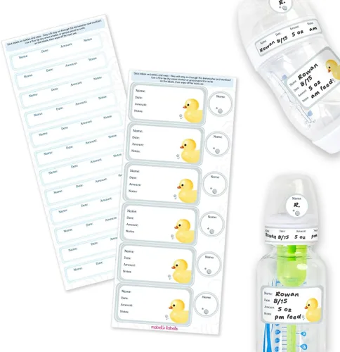 Vista 10 de Etiquetas de Mabel's Labels para biberones del bebé – 24 etiquetas de nombre personalizables y lavables para guardería, almacenamiento de leche