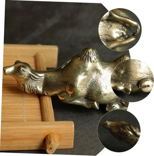 Vista 7 de NOLITOY 4pcs Camel Pen Holder Chinese Brush Rack Camel up Camel Figurines Calligraphy Brush Holder Calligraphy Brush Rest Copper Camel Statue Camel