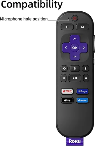 Vista 2 de Funda de silicona AKSHFETH compatible con Rok Express 4K+ Voice Remote RCA1R/ Funda para mando a distancia Rok Streaming Stick 4K con cuerda (Negro)