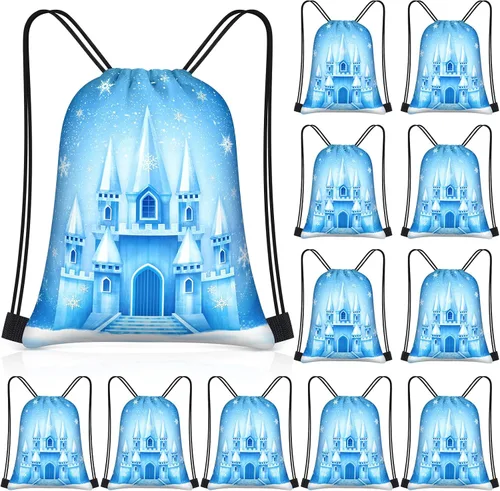 Vista 11 de Censen 24 piezas de bolsas con cordón, conjunto a granel, 12 x 10 pulgadas, bolsas de regalo con temática de princesa y príncipe, bolsas de regalo