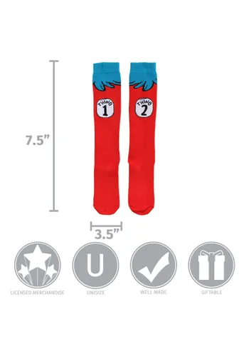 Vista 5 de Calcetas de Disfraz Thing 1 & 2 para Adultos Multicolor