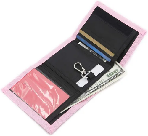 Vista 2 de Cartera de bloqueo de RFID identificación de frecuencia de radio de tres partes de lona para deportes al aire libre para niños Cartera de bolsillo