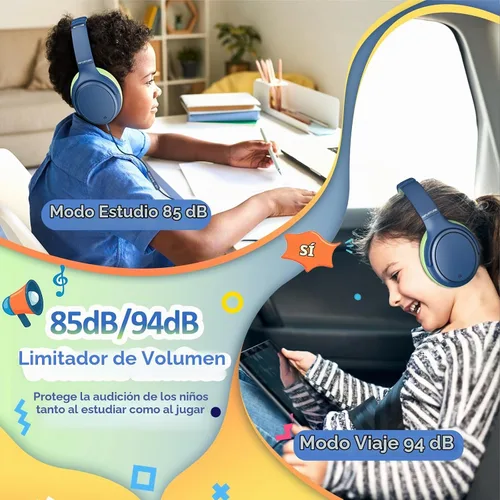 Vista 4 de Auriculares USB C para niños con cancelación activa de ruido en la escuela Azul