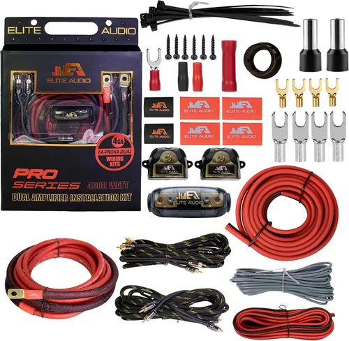 Vista 11 de Elite Audio Kit de cableado de amplificador dual calibre 0, kit de instalación de amplificador OFC de 5000 W para 2 amplificadores - EA-PROK0-DUAL