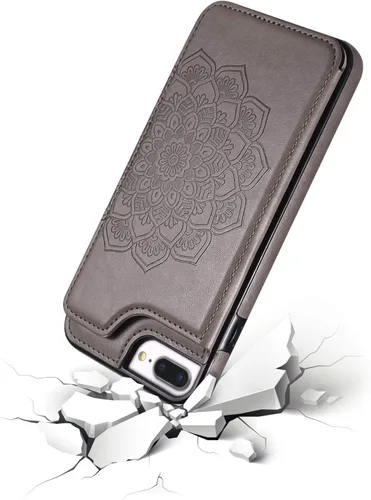 Vista 6 de UEEBAI Funda para iPhone SE 2022/7/8/SE 2020, funda de piel sintética con cierre magnético, ranuras para tarjetas, función de soporte