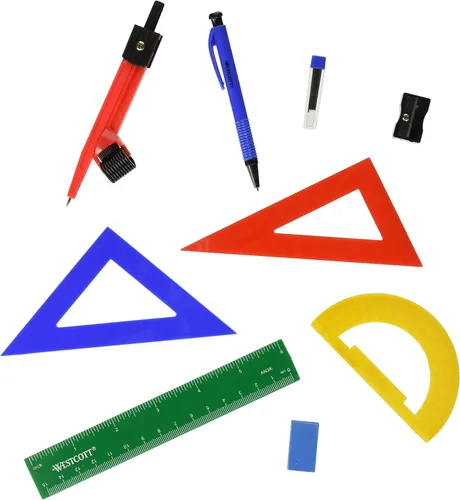 Vista 3 de Westcott Kit de herramientas matemáticas de diez piezas, colores surtidos