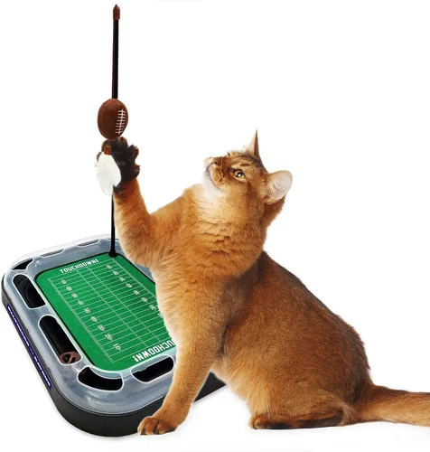 Vista 7 de Pets First NFL BALTIMORE RAVENS Rascador de Campo de Fútbol para Gatos con Juguete de Peluche de FÚTBOL Relleno de Hierba Gatera y Juguete Colgante