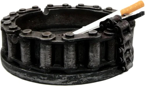Vista 5 de Ebros Gift Mecánico motorista motocicleta cadena de cinturón redondo con llave herramienta cigarrillo cenicero resina figura humo tienda hombre