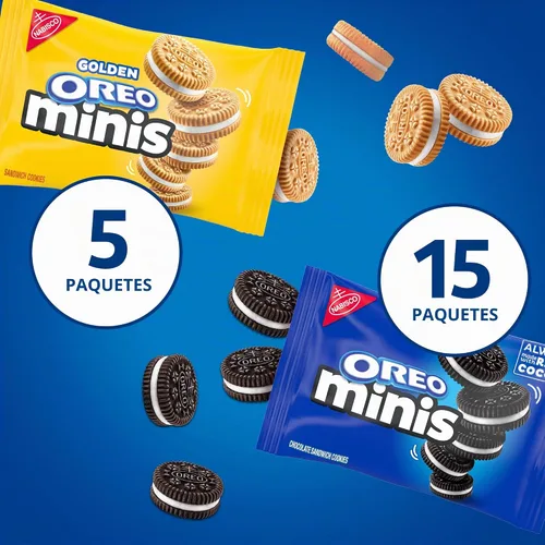 Vista 5 de OREO Paquete variado de galletas tipo sándwich Mini Mix, 20 paquetes de aperitivos