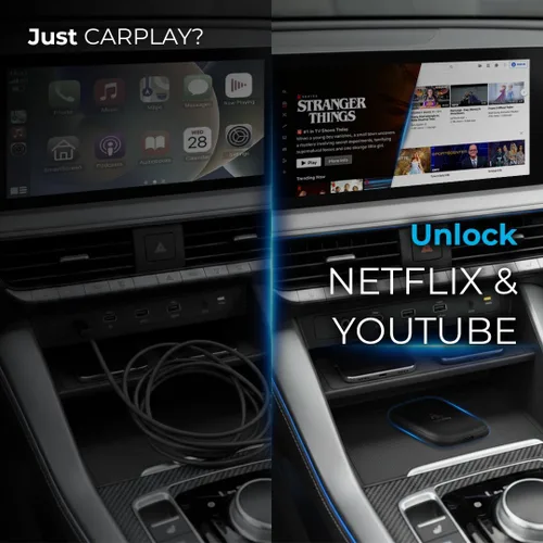 Vista 3 de AutoSky AI Box Lite – Adaptador inalámbrico para CarPlay y Android Auto para CarPlay de fábrica (2016+) – Soporta transmisión de YouTube y Netflix