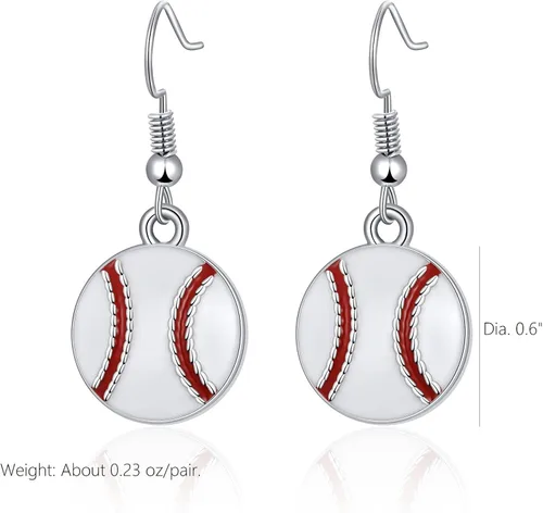 Vista 5 de Aretes colgantes de pelota deportiva aretes de fútbol, baloncesto, fútbol, voleibol, béisbol para mujeres fanáticos