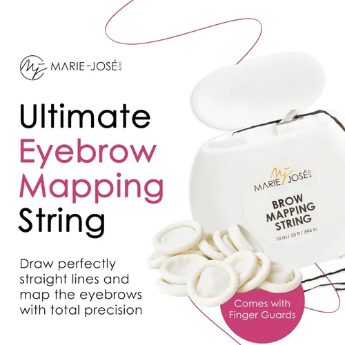 Vista 2 de Marie-José Black Brow Mapping String - Hilo de bambú preentintado para mapeo de cejas Herramienta de precisión profesional para artistas