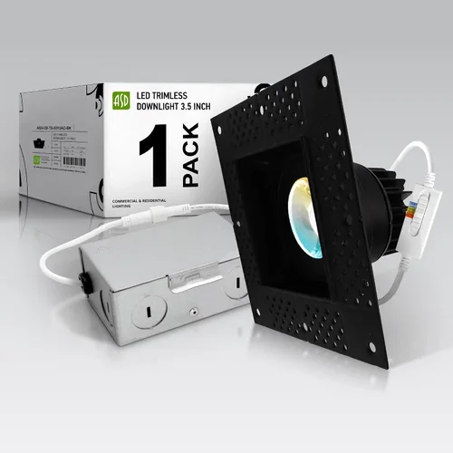 Vista 11 de ASD Lámpara de techo empotrable LED de cardán sin bordes de 2 pulgadas, luz descendente direccional ajustable con caja de conexiones, 5CCT