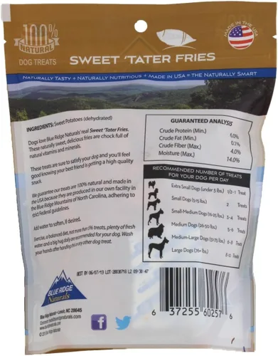 Vista 2 de Blue Ridge Naturals - Papas fritas dulces (1 libra) - Golosinas para perros naturalmente saludables (paquete de 2)