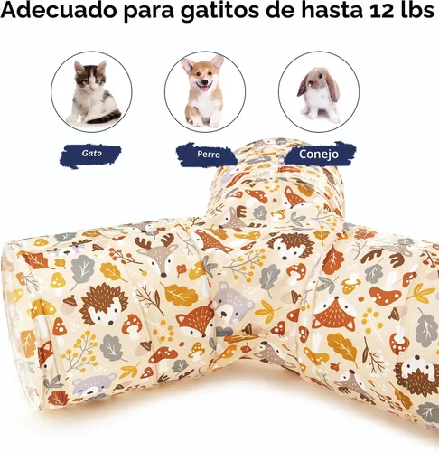 Vista 6 de Tempcore Túnel para gatos con tubo de juguete, túneles plegables de 3 vías para gatos, túneles para mascotas aburridas con agujero y pelota, juguete