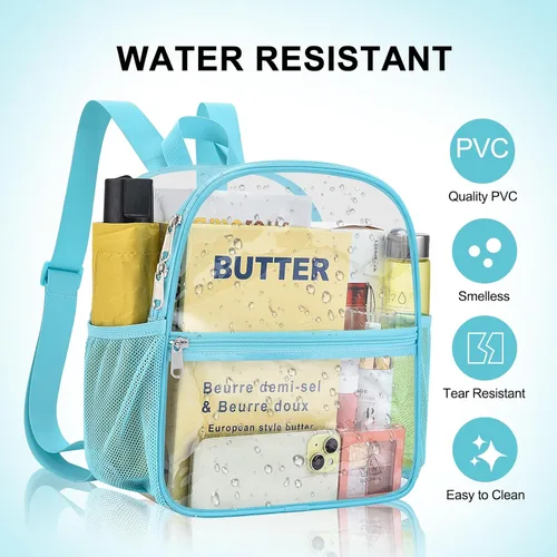 Vista 6 de Mochila deportiva transparente para eventos en estadios de 12 x 12 x 6 pulgadas, pequeña para ventiladores, conciertos, playa, trabajo, viajes