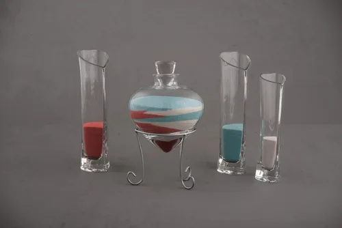 Vista 5 de Set de botellas para conservar arena con forma de corazón, para ceremonias, 8534