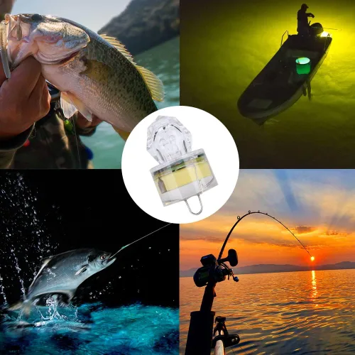 Vista 7 de Paquete de 10 luces LED de caída profunda de pesca, luces LED estroboscópicas intermitentes de colores, luz de pesca subacuática, atractantes