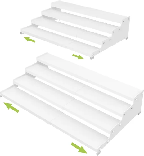 Vista 9 de Jojocross Organizador de especias expandible de 4 niveles para gabinete de cocina, diseño moderno y estante de almacenamiento antideslizante que