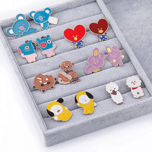 Vista 5 de 2pcs KPOP Brooch KPOP Merchandise Set KPOP Army Bangtan Cute Enamel Lapel Pin KPOP Gift for Children Women Clothing Backpack