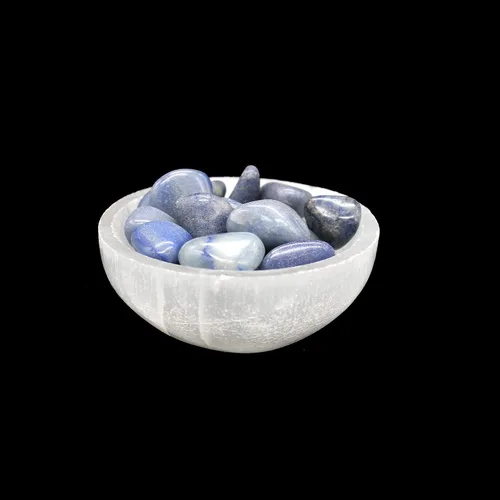Vista 10 de Soul Sticks Cuenco de selenita de 3 pulgadas relleno de piedra semicristal y curativa de selenita pura, cuenco decorativo de carga de cristal de 7